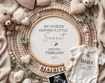 Pregnancy Announcement Template, Digital Pregnancy Announcement, Baby Announcement, Editable Baby Announcement, Canva Editable