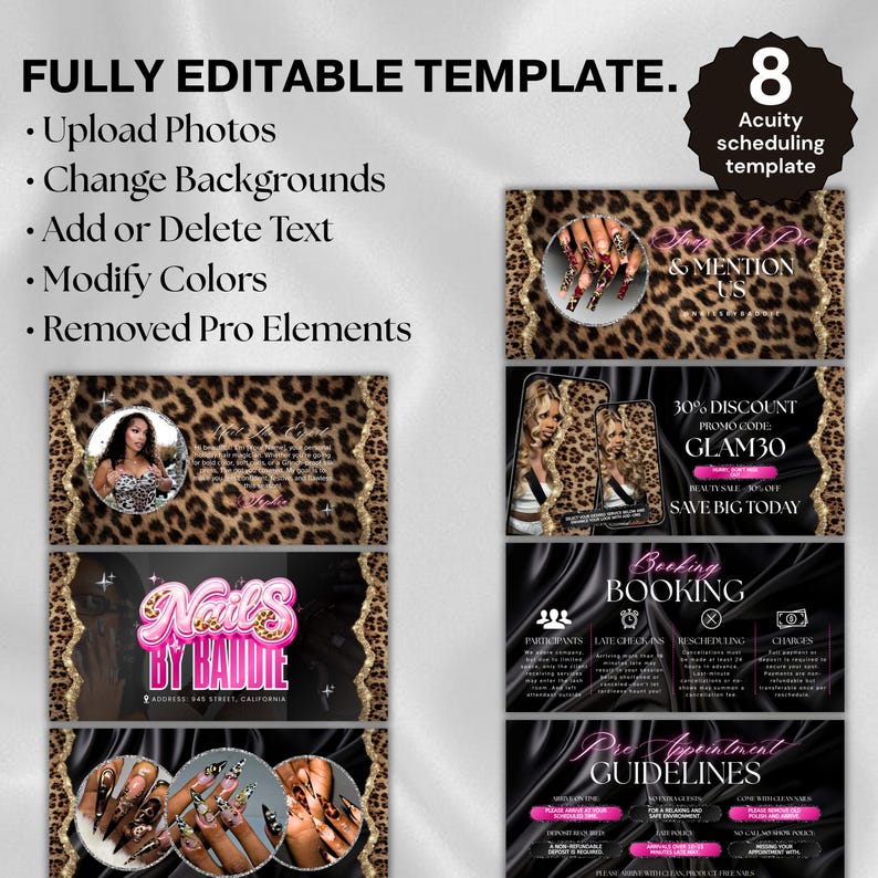Acuity Scheduling Template Nail Tech, Canva Nail Booking, Acuity Scheduler Template, Nail Stylist Booking Site, DIY Text, Instant Download