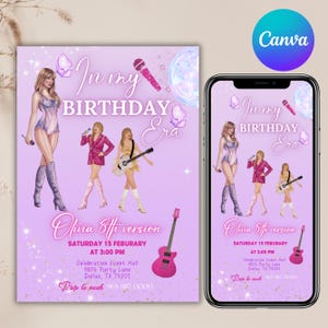 Trendy Taylor Birthday Invite In My Birthday Era Birthday Party Invitation Ts Birthday Era Invite Eras Party Girl Invite, Canva Editable