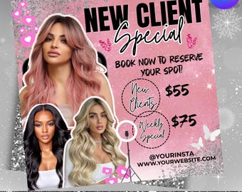 New Client Appointment Flyer, Bookings Open Flyer, Hair, Lash & Nail Salon Flyer Bundle, Book Now Flyer, DIY In Canva