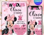 Editable Oh TWOdles Birthday Invitation Digital 2nd Birthday Cute Mouse Second Birthday Invite Oh Twodles Invitiation, Canva Editable