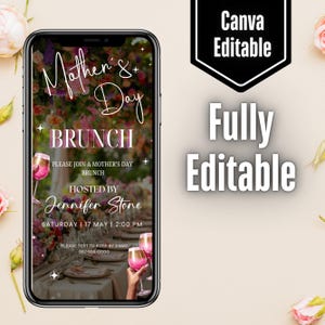 Mother’s Day Brunch Invite, Happy Mother’s Day, Boho Floral Event Itinerary, Animated Video Invitation, Mom and Mimosa's, Canva Editable