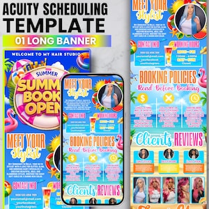 Summer Acuity Scheduling Template for Hair Stylists, Canva Booking Website, Lash Tech Branding Kit, DIY Text, Instant Download