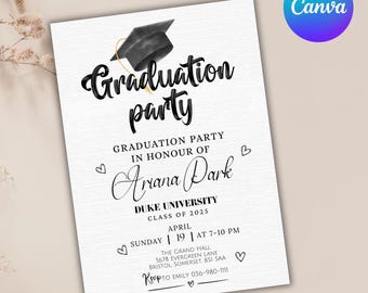 Graduation Party Invitation, Graduation Invitation, high School Graduation, Graduation Party Invite, Canva Editable