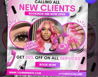 Lash Client Booking Flyer, Lash Artist Canva Template, Beauty Business Flyer, Lash & Wig Client Booking Flyer, Salon Marketing, DIY In Canva