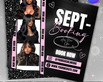 September Booking Flyer, Fall Booking Flyer, Fall Lash Hair Nails Braids Wig MUA Flyer, Fall Book Now Flyer, Canva Editable