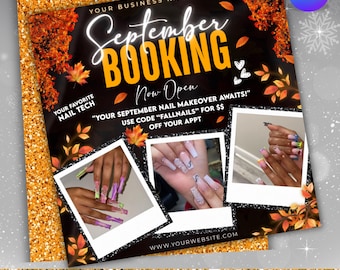 September Booking Flyer, Fall Bookings Flyer, Fall Season Booking, Canva Editable