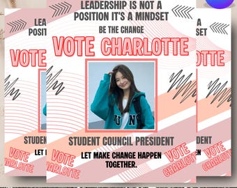 Student Council Campaign Flyer Template, Editable Canva Poster, School Election Flyer, Digital Council Flyer, Canva Editable