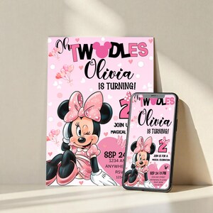 Editable Oh TWOdles Birthday Invitation Digital 2nd Birthday Cute Mouse Second Birthday Invite Oh Twodles Invitiation, Canva Editable