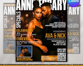 Anniversary Flyer, Romantic Celebration Flyer, Magazine Theme Flyer, DIY Love Event Invitation, Vow Renewal Evite, Canva Editable