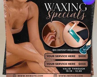 Editable Canva Motion Flyer, Waxing Specials Flyer, Esthetician, Spa, Beauty Salon, Animated, DIY text, instant download