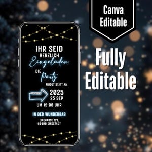 Lustige animierte Geburtstagseinladung, Alpaka Video Einladung, digitale WhatsApp eCard, Canva Vorlage, editierbar, Sofort Download