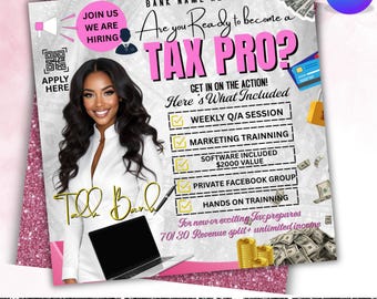 Tax Preparer Flyer, Tax Flyer, Join Our Team Flyer, Tax Prep Social Media Template, Tax Season Flyers, Tax Referral Flyers, DIY In Canva