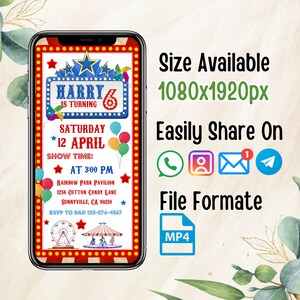 Carnival video invite, Carnival Birthday Invitation, Vintage Carnival Invite, Carnival Animated video Invitation, Bday evite, Canva Editable