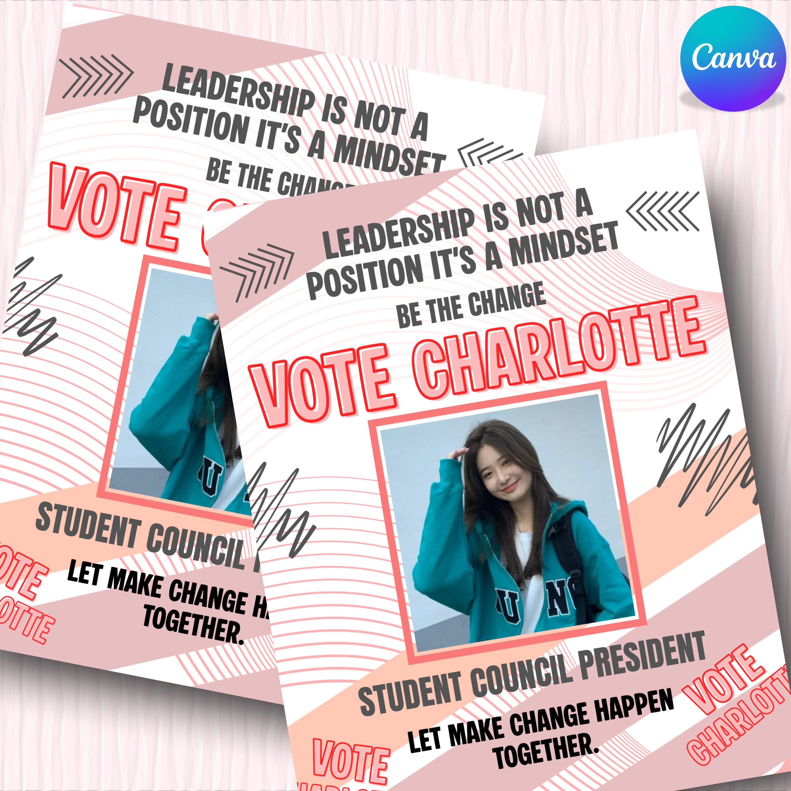 Student Council Campaign Flyer Template, Editable Canva Poster, School ...