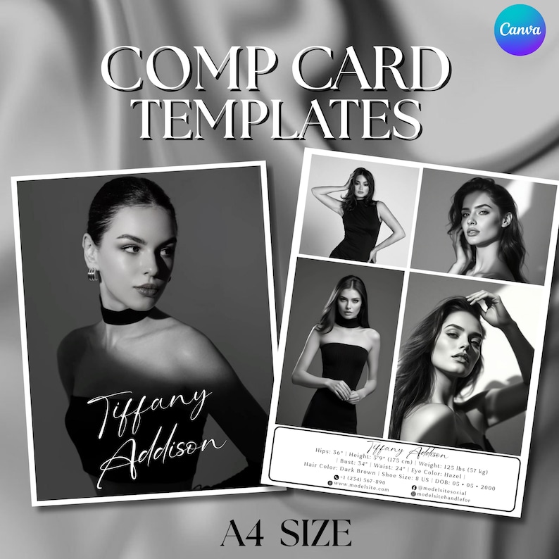Comp Card, Model Comp Card Template, Zed Card for Models, Editable ...
