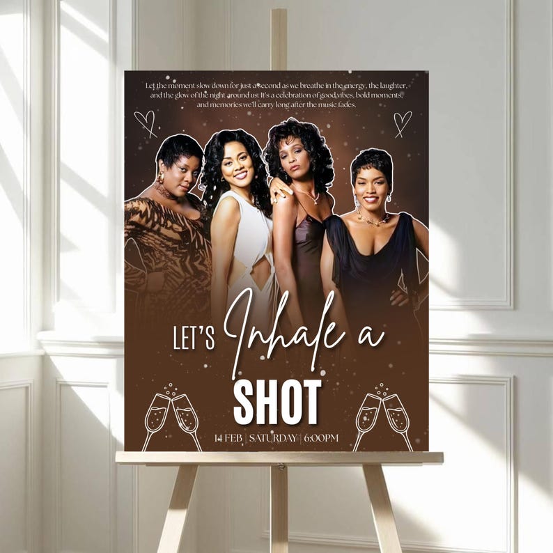 Waiting to Exhale Welcome Sign Poster, Cardboard Sign, 90’s Theme Girls Night, DIY Text, Instant Download