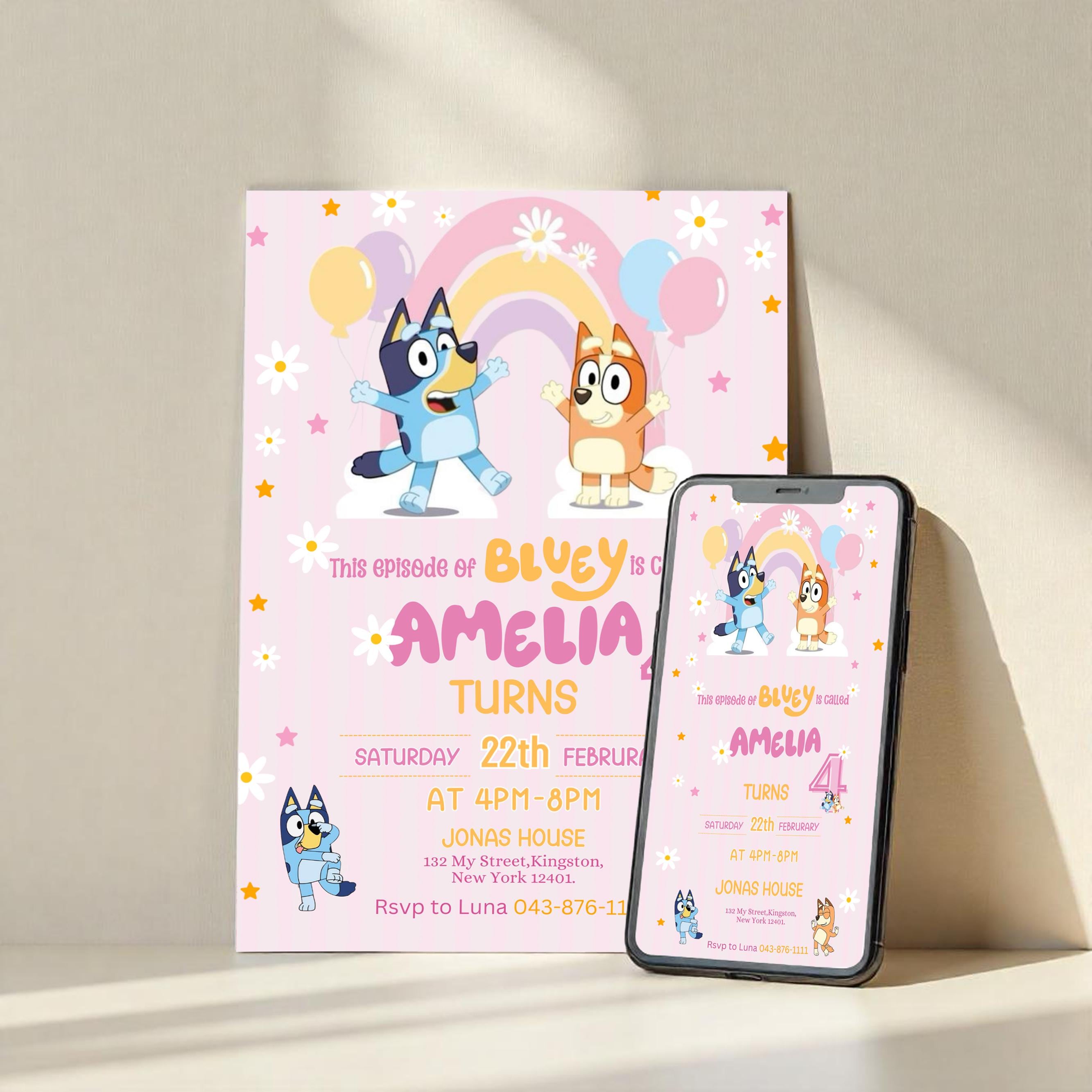 Bluey Birthday Invitation - Canva Editable