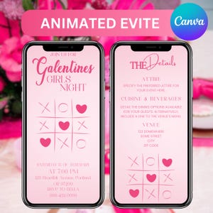 2026 Galentine’s Video Invitation, Animated Galentine Invite, Girls Night Digital Evite, DIY Text, Instant Download