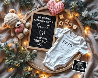 Pregnancy Announcement Template, Digital Pregnancy Announcement, Baby Announcement, Editable Baby Announcement, Canva Editable