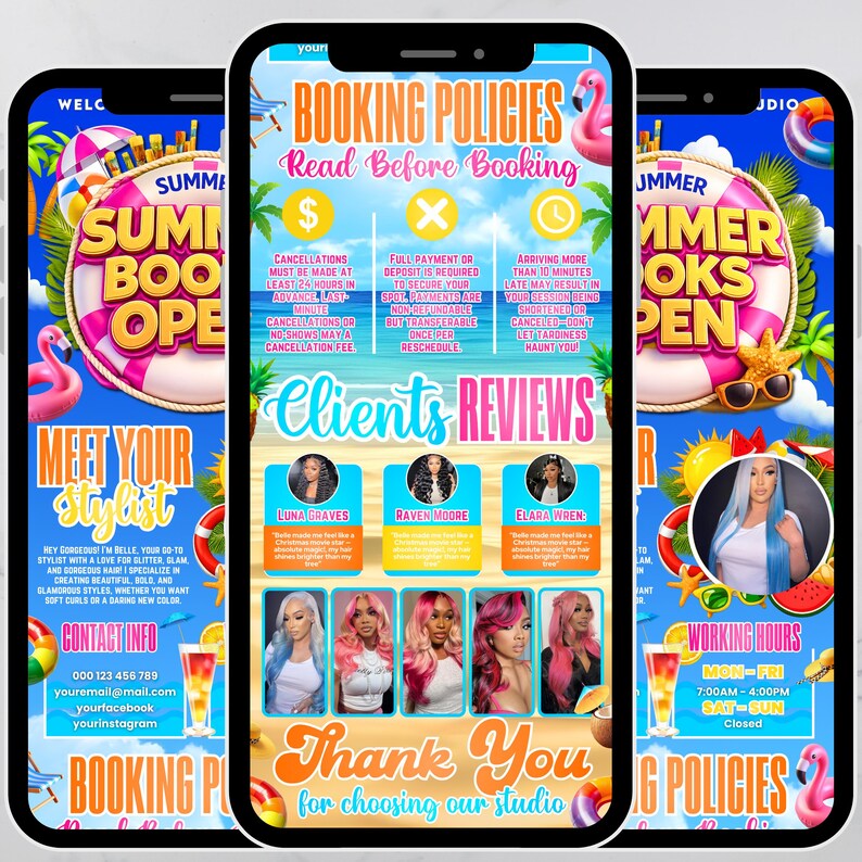 Summer Acuity Scheduling Template for Hair Stylists, Canva Booking Website, Lash Tech Branding Kit, DIY Text, Instant Download