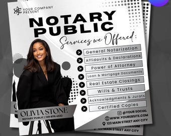 Notary Services Flyer, Editable Flyer, Notary Public Flyer, Document Notarization Flyer, Premade Legal Documents Flyer, Instant Download