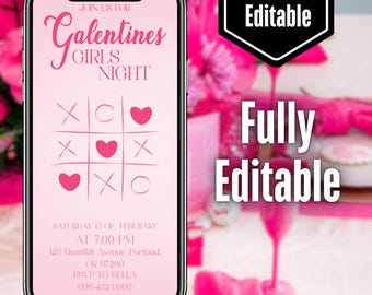 2026 Galentine’s Video Invitation, Animated Galentine Invite, Girls Night Digital Evite, DIY Text, Instant Download