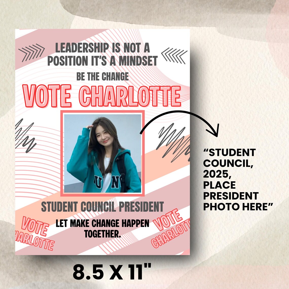 Student Council Campaign Flyer Template, Editable Canva Poster, School ...
