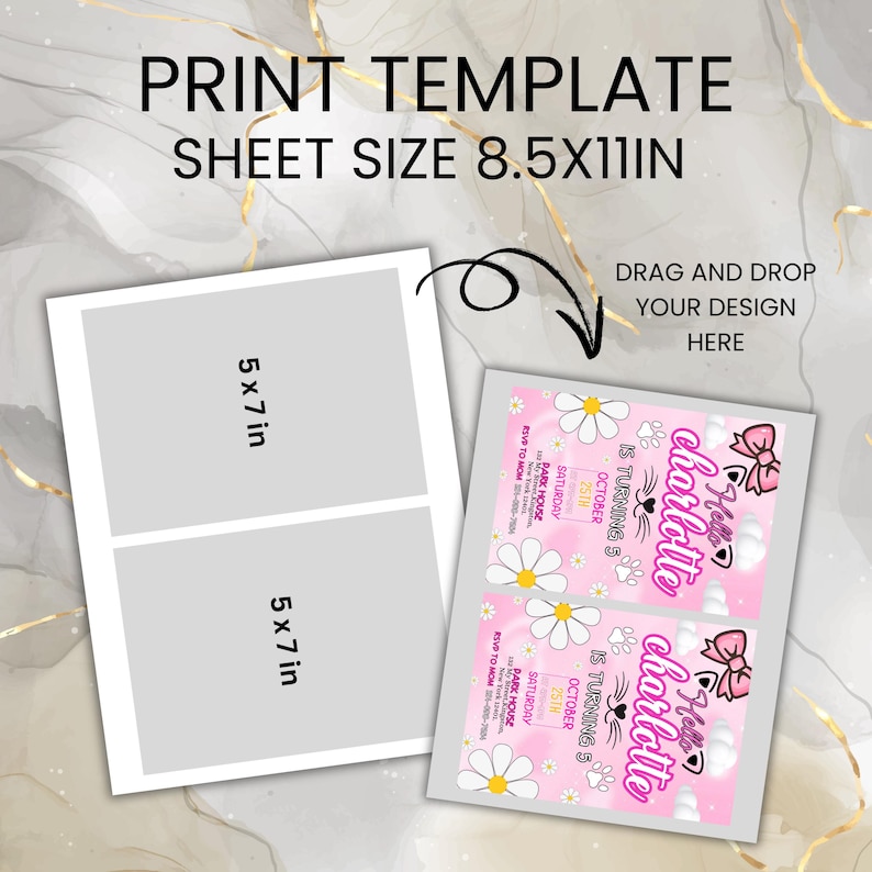 Cute Kitty Birthday Invitation, Kitty Birthday Invitation, Kitty Digital Birthday Invitation, Pink Kitty Birthday Theme, DIY In canva