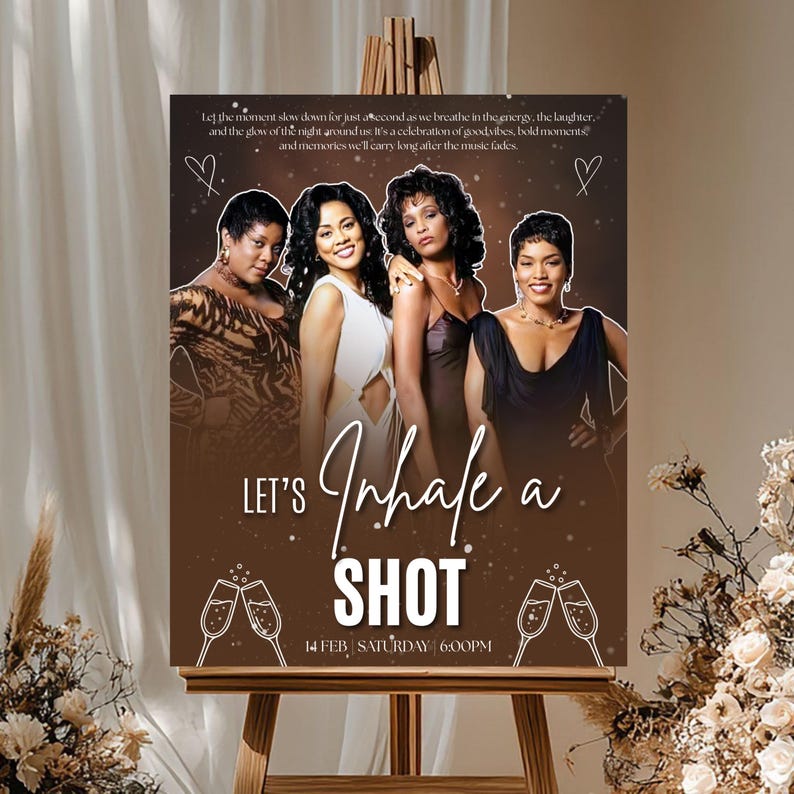 Waiting to Exhale Welcome Sign Poster, Cardboard Sign, 90’s Theme Girls Night, DIY Text, Instant Download