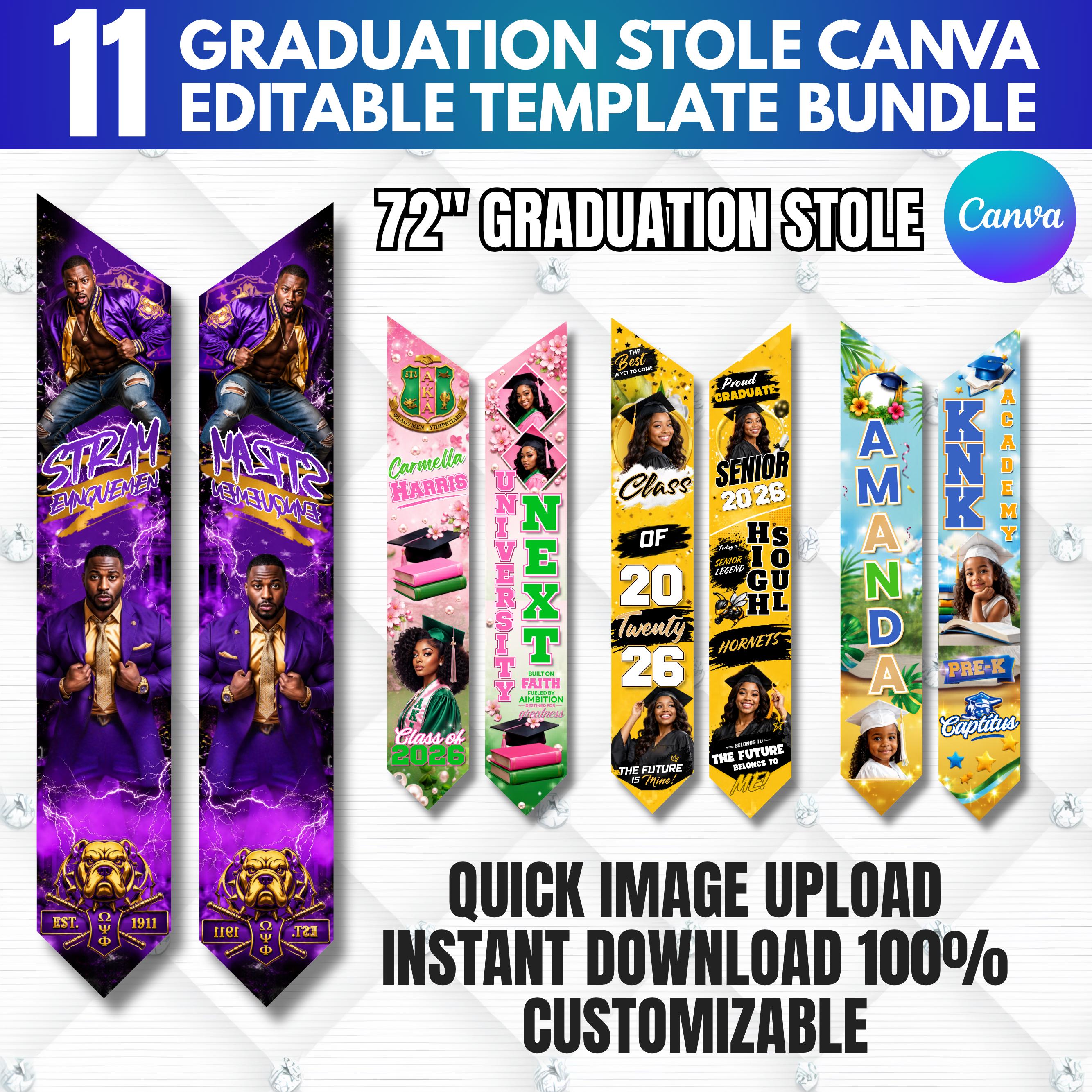 Graduation Stole Template Mega Bundle, Congrats Senior Stole Template ...