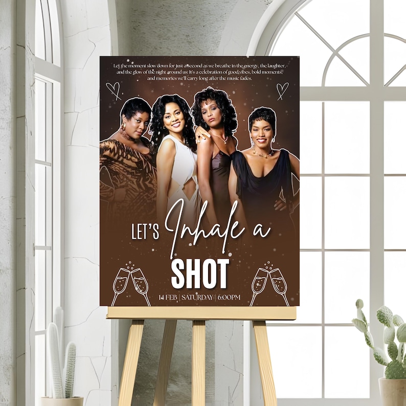 Waiting to Exhale Welcome Sign Poster, Cardboard Sign, 90’s Theme Girls Night, DIY Text, Instant Download