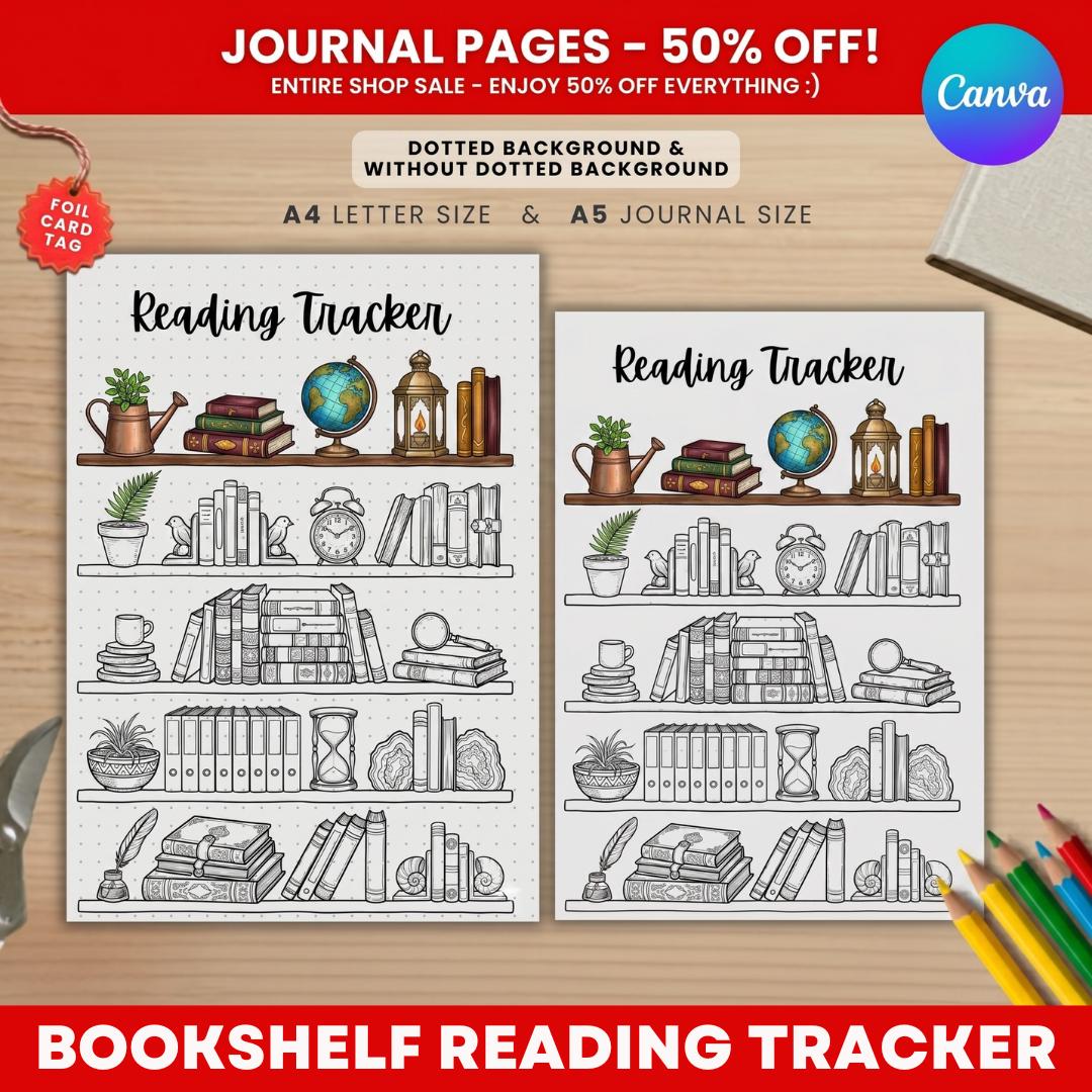 Bookshelf Reading Tracker Printable, A4 A5 Dotted & Undotted Reading ...
