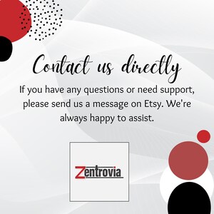 Puede incluir: Cont&aacute;ctanos directamente si tienes alguna pregunta o necesitas ayuda. Por favor, env&iacute;anos un mensaje en Etsy. Siempre estamos encantados de ayudarte. Zentrovia