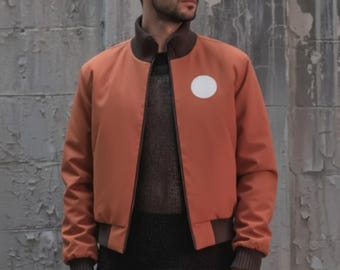 Chaqueta bomber de algodón Kim Kitsuragi Disco Elysium naranja hecha a mano
