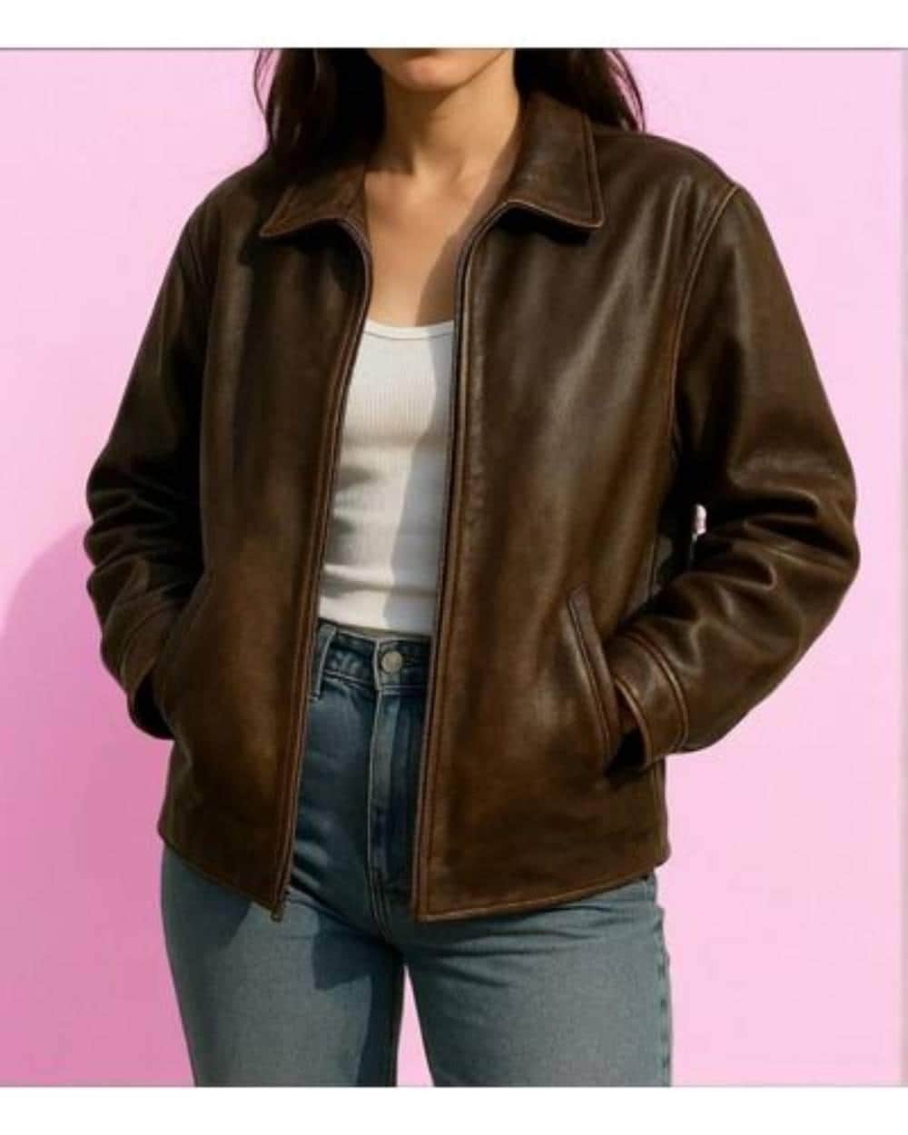 Vintage 1980s Oversized Leather Jacket: Distressed Sheepskin A2