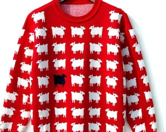 Jersey de oveja negra de la princesa Diana | Jersey de forro polar rojo para mujer