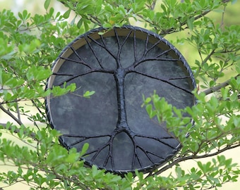 Handmade Deer Hide Shaman Drum | Tree of Life Lacing