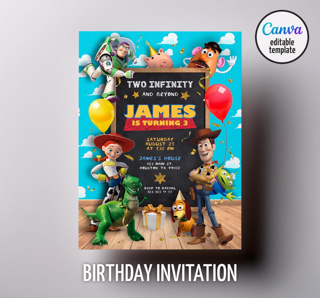 Toy story woody invitation, two infinity beyond Editable invitation, Printable birthday Toy story invitation, boy girl birthday invite