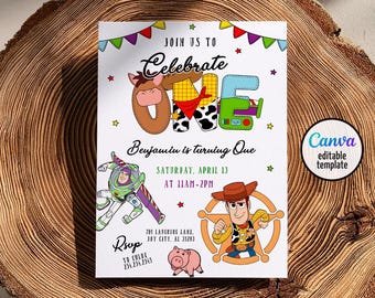 Toy story woody invitation, 1st bday to infinity beyond Editable invitation, Printable birthday Toy story invite, boy girl birthday invite