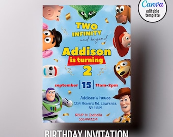Toy Story Woody invitation, Two Infinity Beyond editable invitation, printable birthday Toy Story invitation, boy girl 2nd birthday invite