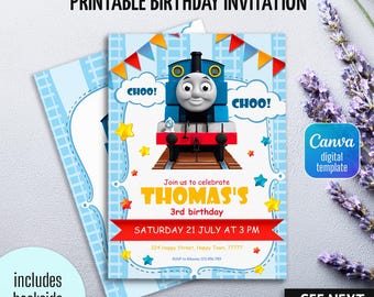 Printable Thomas Train Birthday invitation, editable Thomas party invite, birthday boy, 1st first bday, 2nd second party Chugga Chugga Choo