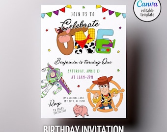 Toy story woody invitation, 1st bday to infinity beyond Editable invitation, Printable birthday Toy story invite, boy girl birthday invite