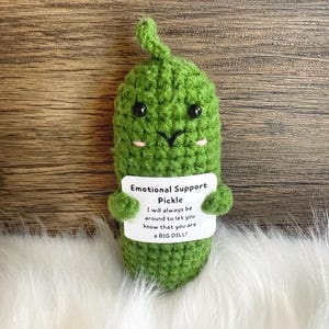 Handmade Pickle Crochet Doll with Positive Message, Cute Emotional Support Gift for Birthday, Positive Pickle, Motivational Gift Decor