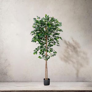 Kunstmatige ficus-vijgenboom, hoge nepplant voor binnen met realistische stam, bladeren, fruit en plantenbak, nepboom voor interieur slaapkamer