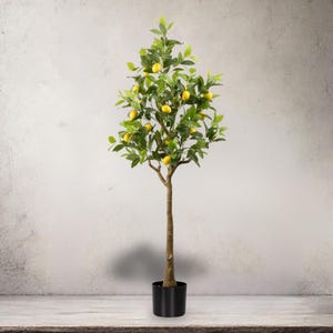 Artificial Lemon Tree, Tall Indoor Fake Citrus Plant with Realistic Trunk, Leaves, Fruits, Planter, Faux Potted Tree for Home Decor Bedroom