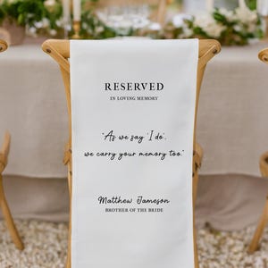 Memorial Wedding Chair Sign – Reserved Seat in Loving Memory of Loved One – Personalized Remembrance Banner for Ceremony – Custom Tribute