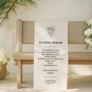 In Loving Memory Wedding Sign – Reserved Seat Banner for Loved Ones, Memorial Chair Sign, Personalized Wedding Ceremony Decoration