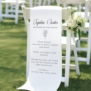 In Memory Wedding Chair Cover, Memorial Seat Sign for Loved Ones, Personalized Remembrance Wedding Decoration,Missing Family Wedding Tribute