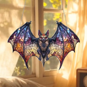 Gothic Bat Window Hanging Acrylic Suncatcher,  Bat Window Decor, Halloween Party Decor, Bat Lover Gift,  Spooky Bat Halloween Decor